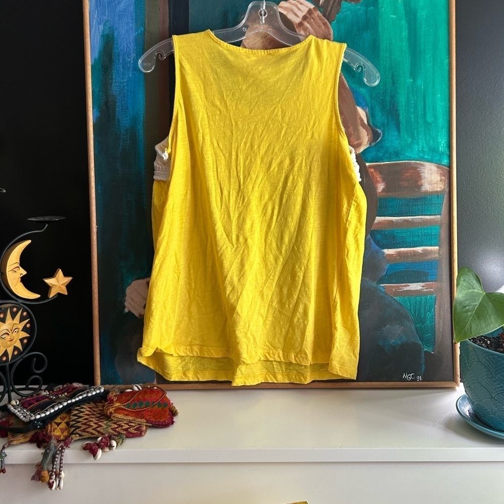 Joe Fresh Yellow Crochet Tank Top Women’s M Boho Sleeveless Summer Blouse - Picture 14 of 16